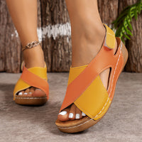 Sandaletten für Damen - Sommerliche Orthopädische Sandalen mit Klettverschluss – Orange-Gelb
