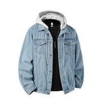 Fabian | Herren Jeansjacke mit Kapuze – Hellblau