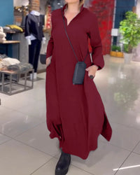 HELENA™ | LANGES WEITES KLEID MIT SEITLICHEN SCHLITZEN – ROT