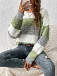 Palithaya | Eleganter Pullover mit überschnittenen Schultern und Farbblock-Vibes – Grün