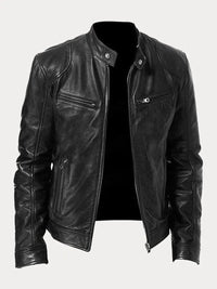 Felix | Herren Schmale Bikerjacke Kunstleder – Schwarz