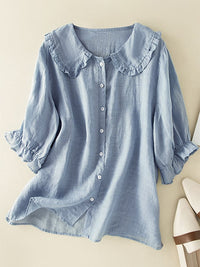 Fenja | Romantische Bubikragen Bluse – Blau