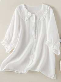 Fenja | Romantische Bubikragen Bluse – Weiß