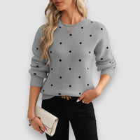 Tina | Polka Dot Pullover – Grau
