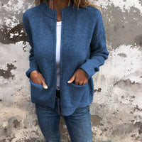 JENELL - STRICKJACKE MIT GROSSEN TASCHEN – Blau