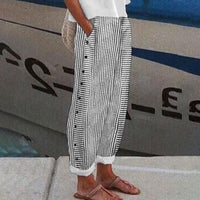 Nelly - Modehose mit gestreiftem Muster – Schwarz