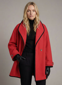 Eleganter Damen Kurzmantel in gerader Passform – Rot