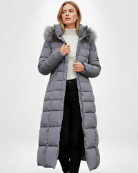 Damen Puffermantel mit Kapuze für Winter – Grau