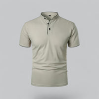 Fionn | Herren Poloshirt mit Stehkragen Kurzarm – Hellgrau