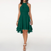 Fließendes Neckholderkleid für Damen | Mini – Grün