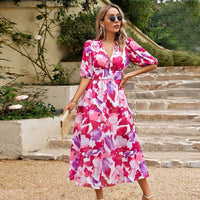 Elise - Elegantes V-Ausschnitt Kleid – Rosa