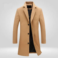 Florian | Herren Einreihiger Langer Wintermantel – Beige