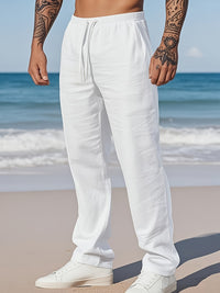 Herren Straight Fit Sommerhose mit Kordelzug – Weiß