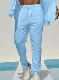 Herren Straight Fit Sommerhose mit Kordelzug – Blau