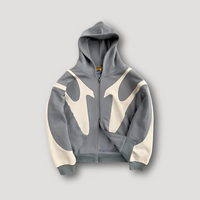 Peter | Herren Trendiger Flammen Kapuzenpullover – Grau