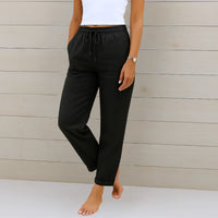Ellaine | Leinen-Stretchhose – Schwarz