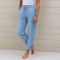 Ellaine | Leinen-Stretchhose – Blau