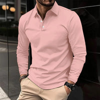 Frederik | Herren Langarm-Poloshirt – Hellrosa