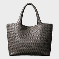 Zandra | Damen Hochwertige Geflochtene Leder Schultertasche – Grau