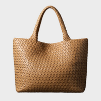 Zandra | Damen Hochwertige Geflochtene Leder Schultertasche – Beige