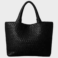 Zandra | Damen Hochwertige Geflochtene Leder Schultertasche – Schwarz