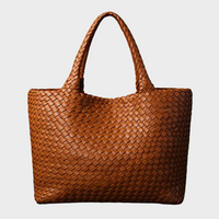 Zandra | Damen Hochwertige Geflochtene Leder Schultertasche – Braun