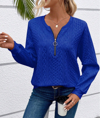 Freya | Weicher Rundhals Strickpullover – Blau