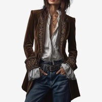 Frieda | Damen Anspruchsvoller Reißverschluss Blazer – Dunkelbraun