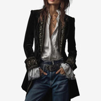 Frieda | Damen Anspruchsvoller Reißverschluss Blazer – Schwarz
