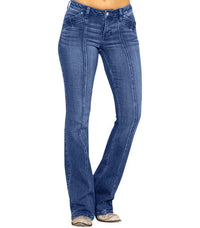 Frieda | Weite Schlagjeans mit hoher Taille – Royalblau