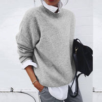 Damen Lässig Langarm Pullover | Warm – Grau