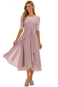 Greta | Fließendes A-Linien Midikleid – Rosa