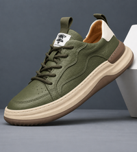 Grove | Herren gearbeitete Leder Sneaker Schnürschuhe – Grün