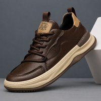 Grove | Herren gearbeitete Leder Sneaker Schnürschuhe – Braun