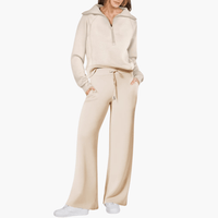 Gwendolyn | Damen Kapuzenpullover Jogginghose Set – Beige