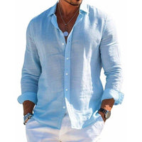 Hagen | Herren Langarm Casual Knopf Hemd – Blau