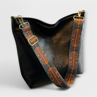 FABIENNE - GROSSE TASCHE UND GEMUSTERTER RIEMEN – Schwarz