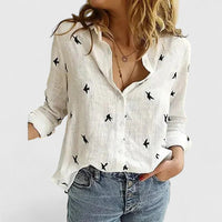 Elisa | Damen Bluse V-Ausschnitt Knopf Casual Feminin Leicht Sommer – Weiß 2