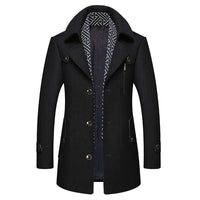 Anspruchsvoller Trenchcoat mit hohem Kragen für Männer – Schwarz