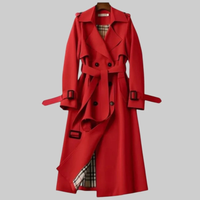 Helga | Langer Trenchcoat mit Gürtel – Rot
