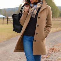 Helga | Klassischer Wintermantel mit Knopfleiste – Khaki