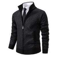Hendrik | Herren stilvolle Strickjacke mit Zipper – Schwarz