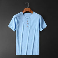 Gio – Leicht und elegant Sommer-T-Shirt aus weichem Stoff und leichtem Sommergewebe – Hellblau