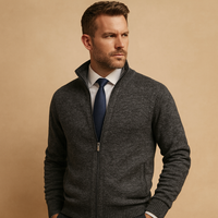 Frank | Herren Strick Reissverschluss Pullover – Grau