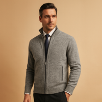 Frank | Herren Strick Reissverschluss Pullover – Hellgrau