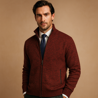 Frank | Herren Strick Reissverschluss Pullover – Rot