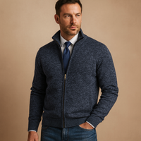 Frank | Herren Strick Reissverschluss Pullover – Blau