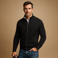 Frank | Herren Strick Reissverschluss Pullover – Schwarz