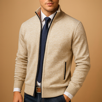 Frank | Herren Strick Reissverschluss Pullover – Beige