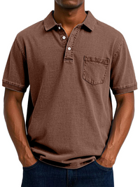 Herren bequemes Denim-Poloshirt | Kurzarm – Braun